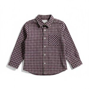 Bonpoint Boys Gingham Shirt Size 4 Long Sleeve Button Up Purple Grey